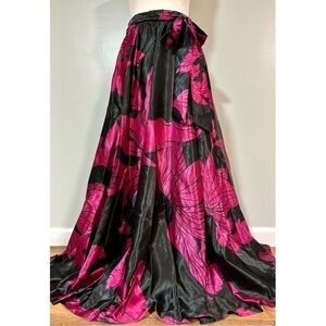 Black and Pink Floral Long Maxi Skirt w Tie Belt | Size S | NWT ✨🩷